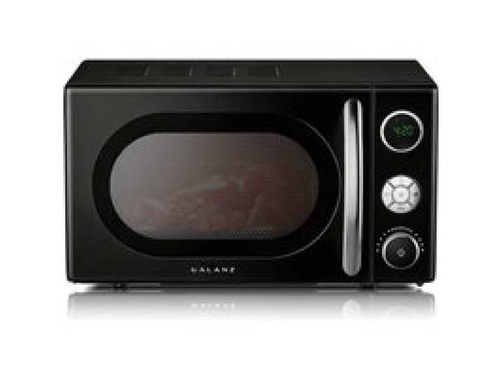 Micro-ondes rétro 20L 700W fonction unique commandes bouton et molette plateau tournant design vintage 230V 50Hz noir