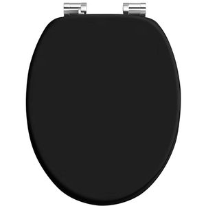CASARIA WC-Sitz Toilettendeckel 108584, oval, aus Holz, mit Absenkautomatik & Metallscharnier, schwarz