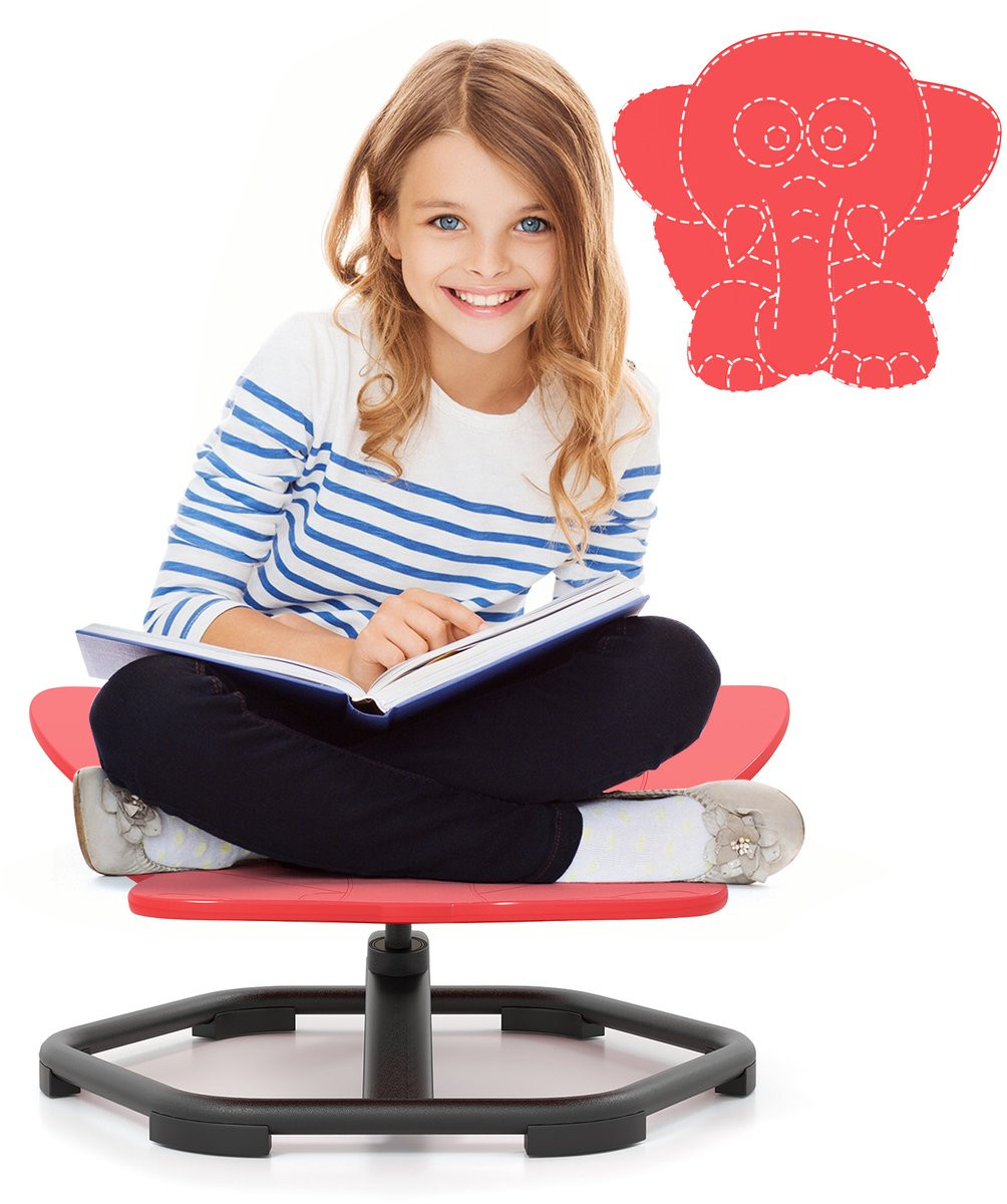 Costway Sensorische draaistoel voor kinderen, 360 graden carrouselstoel met antislip metalen basis, rood olifant