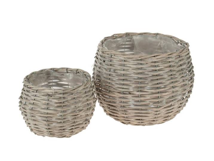 Blumentopf Opiflor Anja, 2er Set , grau, H:21cm Ø:23cm, Weide, Pflanzgefässe, Blumentopf, Holzart: Weide (China)