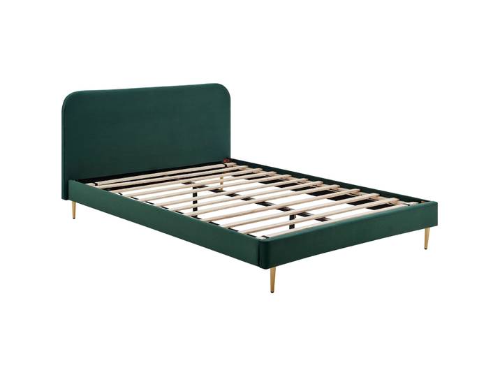 Bett Andrea grün Samt 140 x 200 cm - Bett