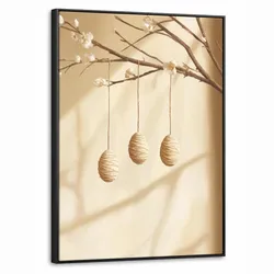 LEINWAND Bilder mit Rahmen - Beige - Osterkuchen - Eier - 60x80