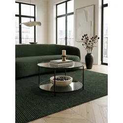 Couchtisch Glas/Metall Rund Modern 80x80x45 cm mit Stauraum & Ablagefach