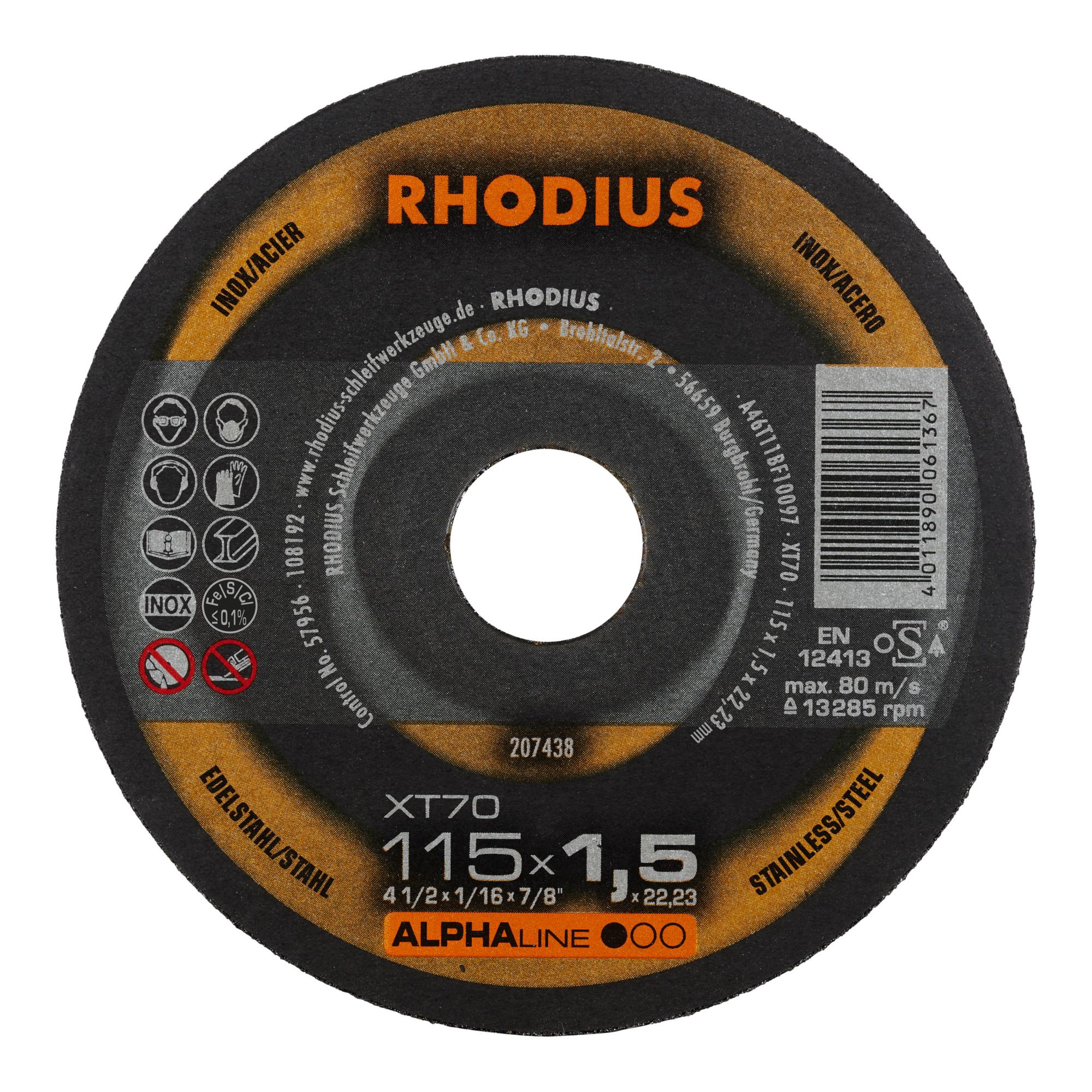 RHODIUS ALPHAline XT70 Extradünne Trennscheibe 115 x 1,5 x 22,23 mm (207438)