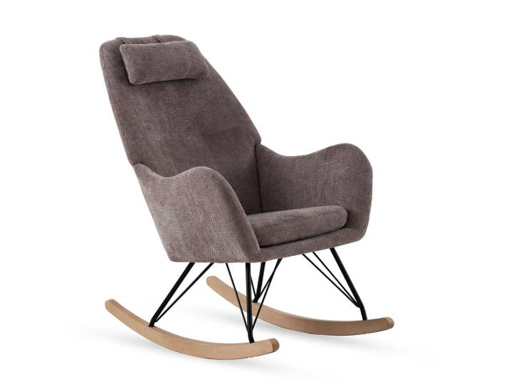 Fauteuil à bascule tapissé en chenille marron