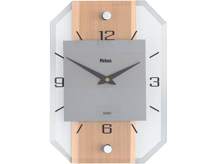 Wanduhr, Naturfarben, Holz, Glas, 20x28x4.5 cm, Dekoration, Uhren, Wanduhren