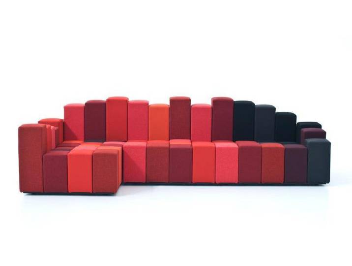 MOROSO canapé avec élément d'angle DO-LO-REZ (Gauche - Tissu / structure en bois)