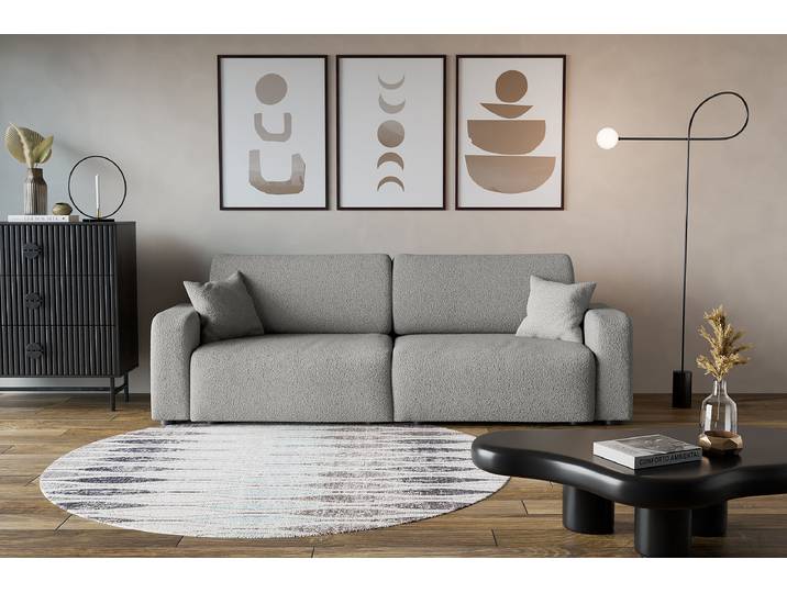 Schlafsofa Grau Teddystoff Quila 245 x 83 x 90cm Modern