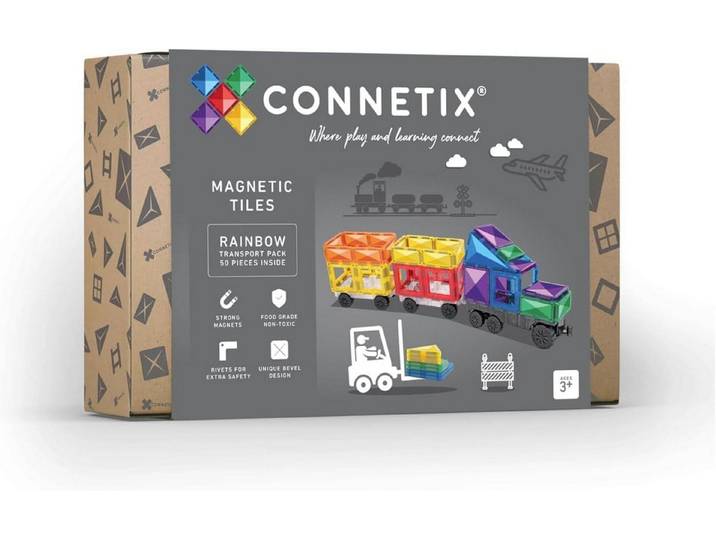 Connetix Kugelbahn CONNETIX Magnetbausteine Regenbogen Transportieren Packen 50 Stück 3+
