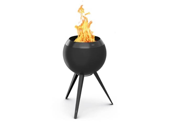 höfats - Moon 45 All Black Feuerschale mit hohem Fuß - emaillierter, raucharmer, schwarzer Feuerkorb mit Holzvergaser-Technologie, zweistufigen Verbrennungsprozess - Feuerstelle mit ⌀ 45 cm