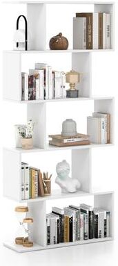 5-Tier Bookshelf S-Shaped Bookcase Room Divider Storage Display Shelf