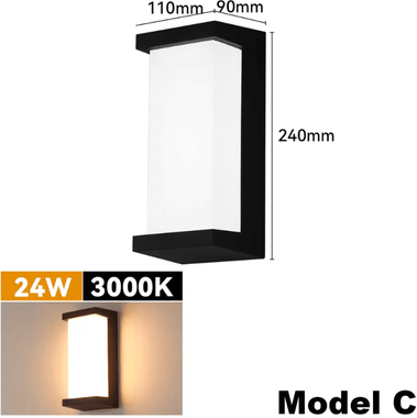 Inspire Curations 24W IP65 Waterproof LED Outdoor Wall Lamp Modern Porch & Garden Light c 24w 3000k