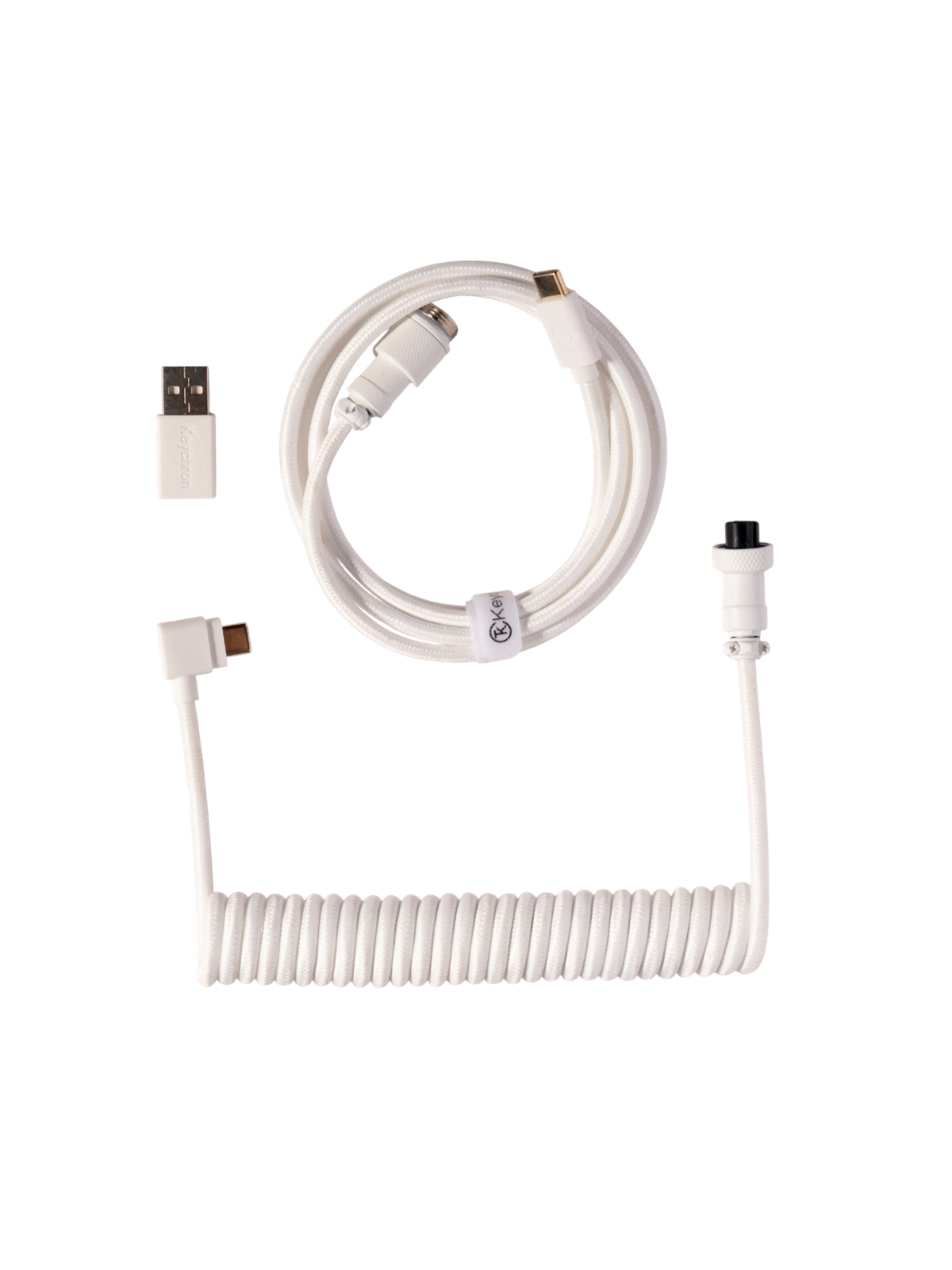 Keychron Gewendeltes Aviator USB 8K-Kabel, abgewinkelt (White) - Tastaturkabel - Weiss