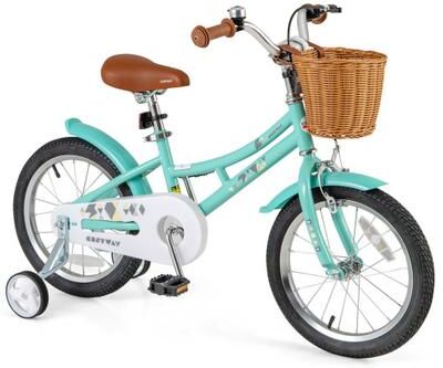 Costway 16 Inch Kids Bike Bicycle with Training Wheels and 2 Brake System Ages 4-7 Years Old-16 inches