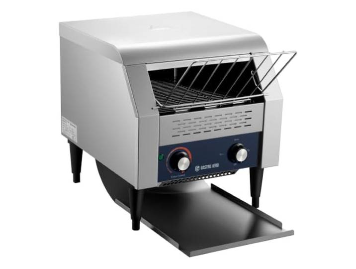 GastroHero Durchlauftoaster, 130 Toastscheiben/Stunde, Edelstahl EDT130 elektronische Steuerung, 230 V, einstellbare Durchlaufgeschwindigkeit, für Frühstücksbuffets, 87x42x37 cm, 2,2 kW