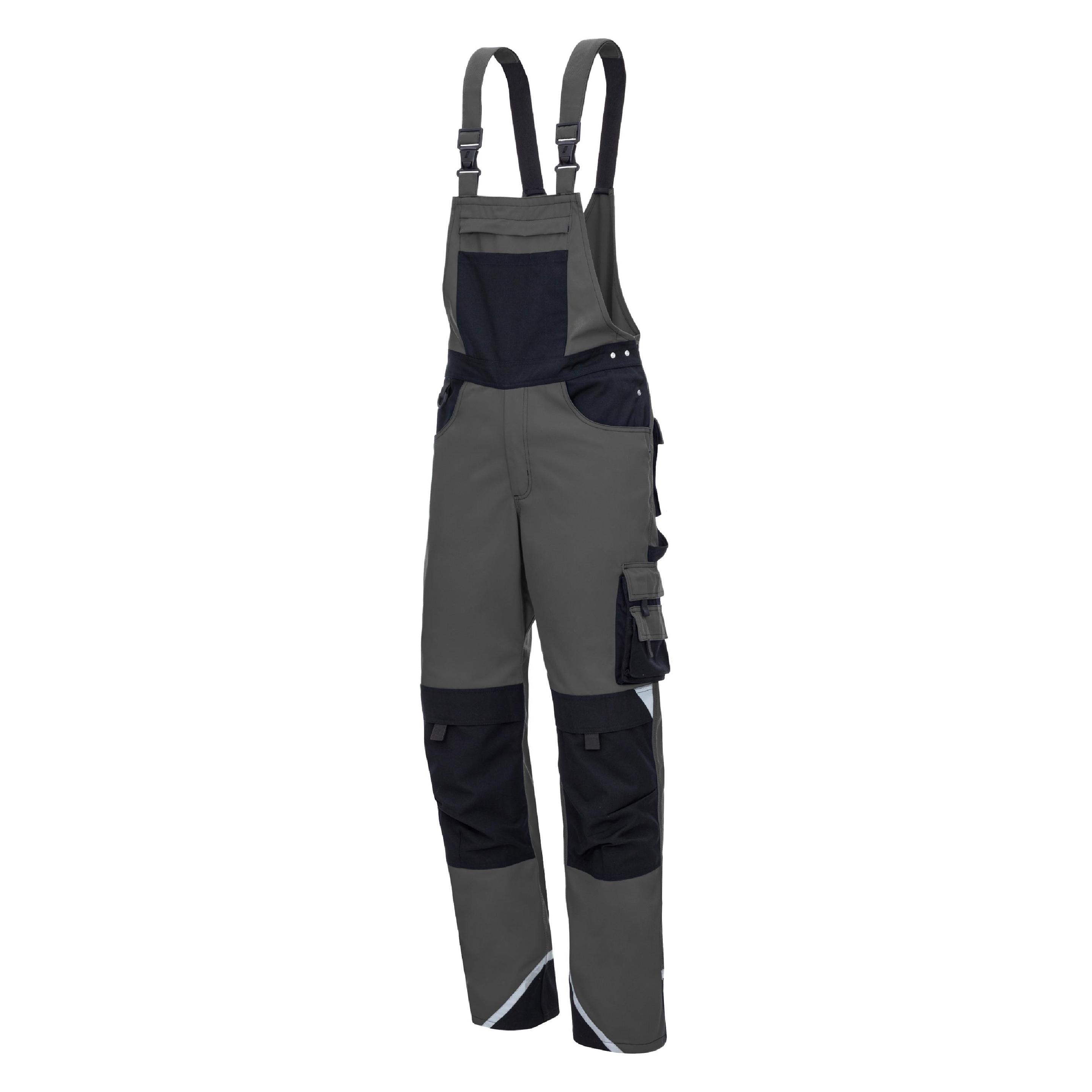 Nitras MOTION TEX PLUS, Latzhose, grau / schwarz (Farbcode: 1210), 280 g/qm, atmungsaktives Material (52) (7622-52)