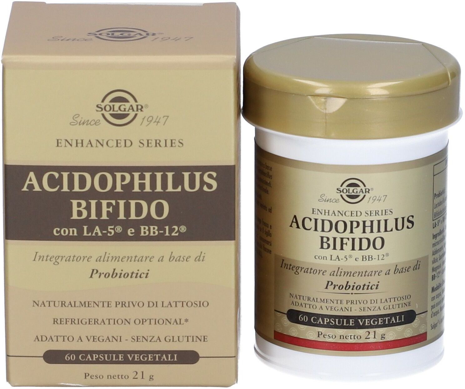 SOLGAR IT. MULTINUTRIENT SpA Solgar Acidophilus Bifido Integratore di Probiotici, 60 Capsule Vegetali - Equilibrio Flora Intestinale