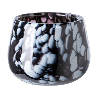 Tischvase FINK "MARLY", schwarz-weiß (schwarz, weiß), B:13,5cm H:11cm T:13,5cm Ø:13,5cm, Vasen