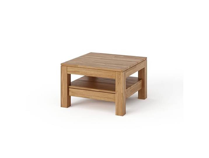 Kiki Design Couchtisch aus Eiche, Breite 70 cm aus Massivholz mit Mit 1 Schubkasten, Wohnzimmer