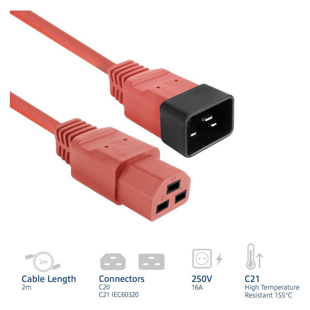 ACT Powercord C20 - C21 IEC60320 red 2 m (2 m) (AK5362)