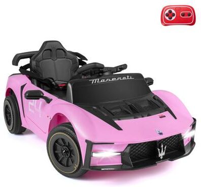 Costway 12V Electric Ride on Car with Remote Control and Music, Maserati Licensed-Pink