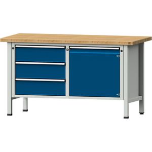 ANKE Werkbank Modell 106 V, 300.348, blau, mit 3 Schubladen und 1 Tür, 150 x 84 x 70 cm