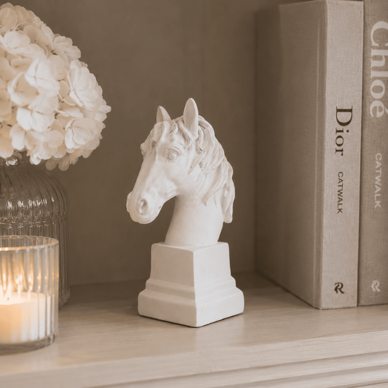 Abella Petite White Horse Head Decorative Ornament