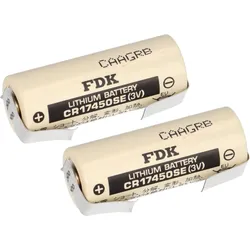 2x FDK Lithium 3V Batterie CR 17450SE A - Zelle U Lötfahne Temperaturbereich -40 - +85°C