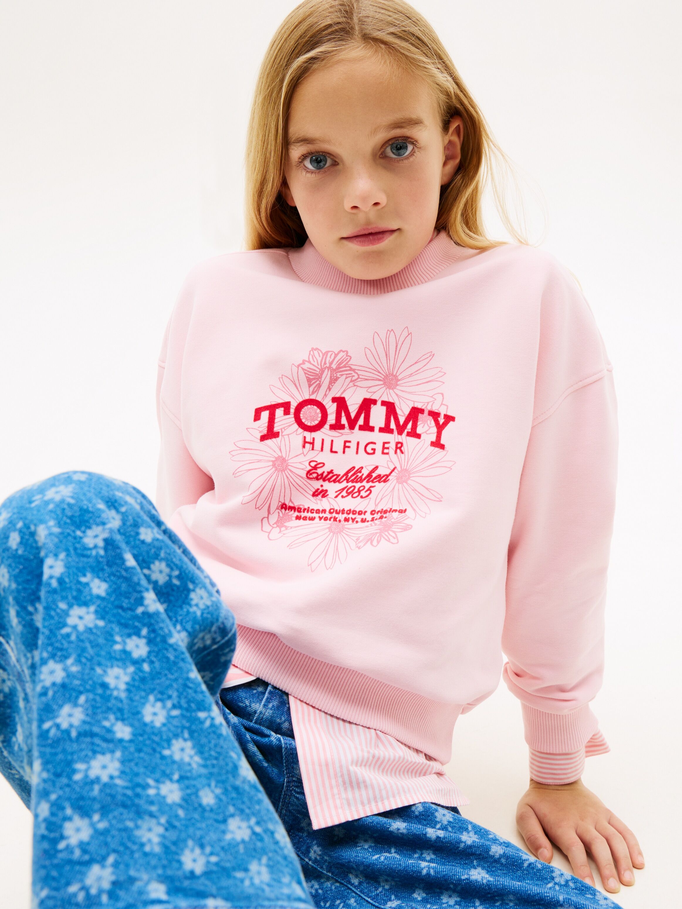 Sweatshirt TOMMY HILFIGER, Mädchen, Gr. 80, rosa (duchess pink), Sweatware, Obermaterial: 78% Baumwolle, 18% Polyester, 4% Elasthan, regular fit normal, Rundhals, eingesetzt Rippbündchen, Sweatshirts Sweatshirt, Regular fit, Kinder bis 16 Jahre