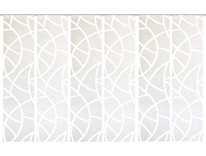 HOME WOHNIDEEN 96428 6er-Set Schiebegardinen CASSÉ, Blickdicht und transparent im Wechsel, mit Scherli-Muster, 245x60cm, Farbe: wollweiß