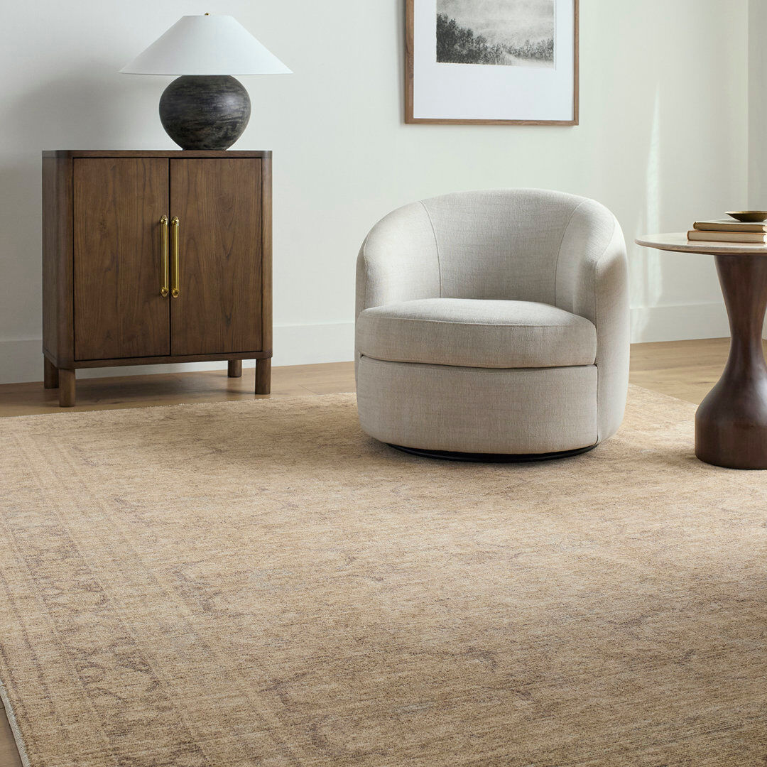 Marlow Home Co. Galey Alix x Livabliss Vintage Traditional Oriental Boho Tan Rug Dusty Sage, Ivory, Brown, Tan Rectangle 152 x 229 cm