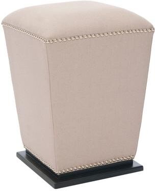 SAFAVIEH Mason 14-Inch Wood Fabric Ottoman, Transitional
