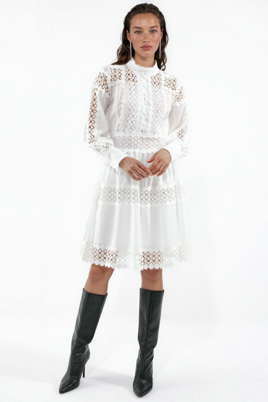 Spitzen A-Linien Mini Kleid