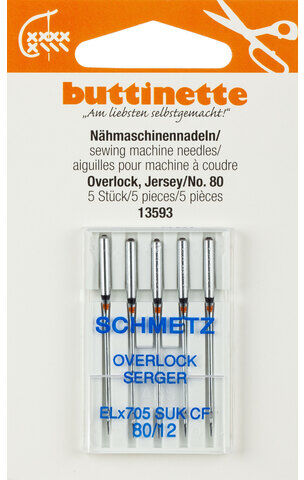 buttinette Overlock-Nähmaschinennadeln "Jersey", Stärke: 80, 5 Stück