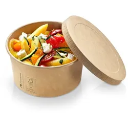 naturesse Salatschalen Kraft mit PLA-Beschichtung ø 12 x 6 - 445 ml (500 Einheiten)