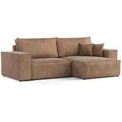 ECKSOFA CAVO mit Schlaffunktion Braun im Wind Stoff