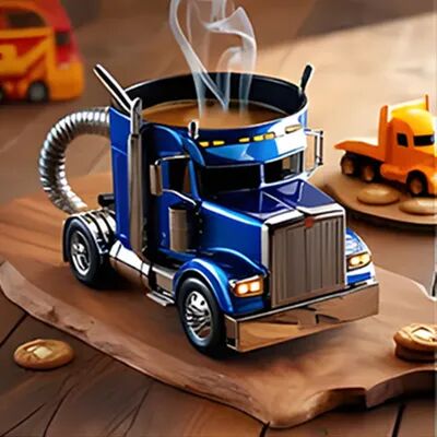 Multicon Wholesale Hub Handcrafted Semi Truck Shaped Coffee Mug, Durable Coffee Cup For Truckers, Ideal Gift For Men And Women blue