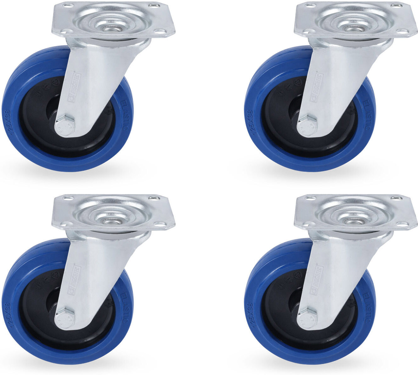 Riggatec Lenkrollensatz 125mm Blue Wheel 4x Ohne Bremse