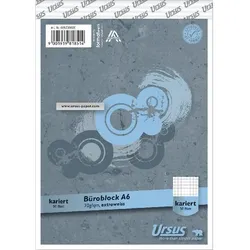 Ursus Style Notizblock DIN A6 Kariert Geheftet Papier Grau Perforiert 100 Seiten