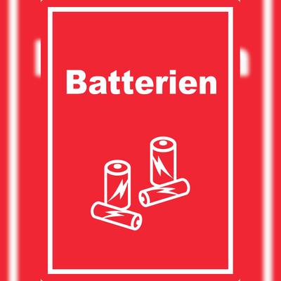 HB-Druck Batterien Mülltrennung Aufkleber Text Symbol AA AAA A4 (210x297mm)