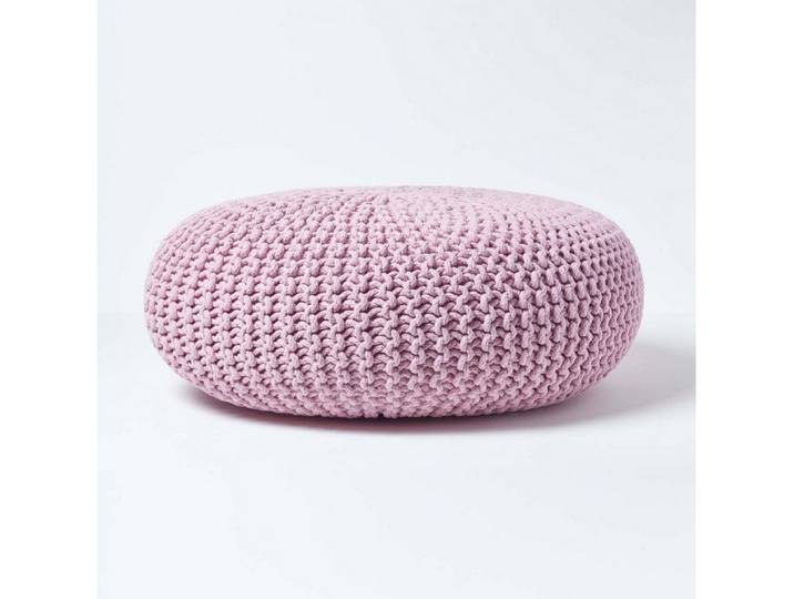 Homescapes Pouf Großer Strickpouf 100% Baumwolle, rosa