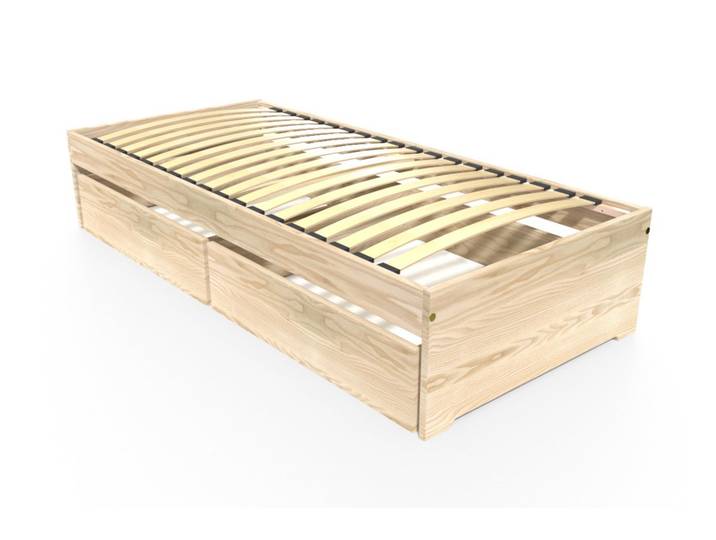 Lit 90x190 simple avec tiroirs de rangement Malo list: 90x190 90x190 Brut (sans vernis)