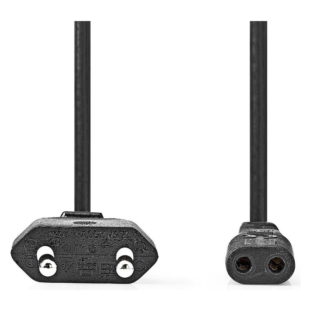 Nedis Stromkabel - Euro Männlich - IEC-320-C7 - Gerade - Gerade - Vernickelt - 2.00 m - Rund - ABS/P (2 m) (CEGL11060BK20)