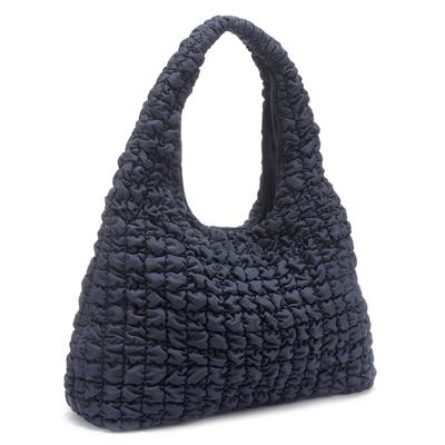 Shopper LSCN BY LASCANA "Schultertasche, Handtasche, Einkaufstasche, Damentasche, Badetasche", Damen, Gr. B/H/T: 42cm x 33cm x 14cm, dunkelblau, Stoff, Textil, unifarben, Taschen Shopper, Strandtasche in modischem Bubble-Look VEGAN
