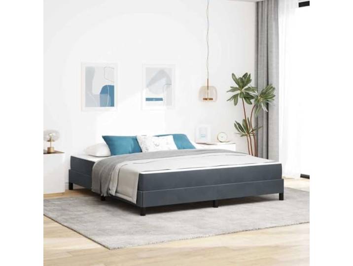 KTHLBRH Boxspringbett mit Matratze dunkelgrau 180 x 200 cm Stoff Weiche Beschichtung, Holzrahmen, langlebig, stabile Unterstützung