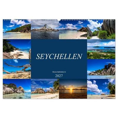 Trauminseln Seychellen (Wandkalender 2027 DIN A2 quer), CALVENDO Monatskalender
