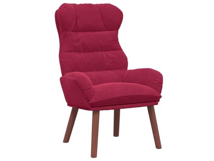 KTHLBRH Roter Sessel aus Samt mit Holzbeinen 69 x 74 x 93 cm Luxuriöser Samt, gepolsterte Armlehnen, Holzgummi, minimalistisches Design, vielseitig, pflegeleicht
