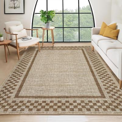 Garvee Modern Checked Border Foldable Area Rug