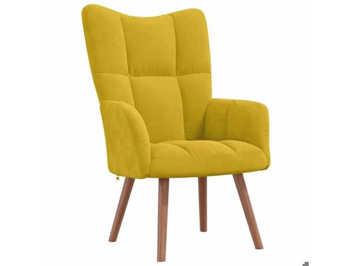 Chaise de relaxation - - cadre en métal et contreplaqué - Fauteuil de Loisirs Jaune moutarde Velours 67760