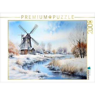 CALVENDO Puzzle Winterliche Landschaft mit Windmühle | 2000 Teile Lege-Größe 90x67cm Foto-Puzzle für glückliche Stunden, Sonstige von , Calvendo